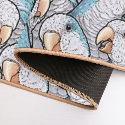 Blue Quaker Monk Parakeets  Dirt-Trapping Bath Mat