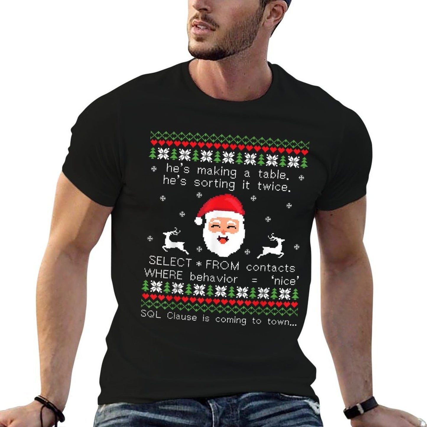 SQL Santa Claus Database Clause Developer Code DB Programmer  Odor-resistant T-Shirt