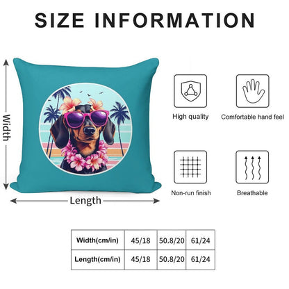 Hawaiian Dachshund Dog Retro Summer Vibes Soft Multiple Sizes Throw Pillow