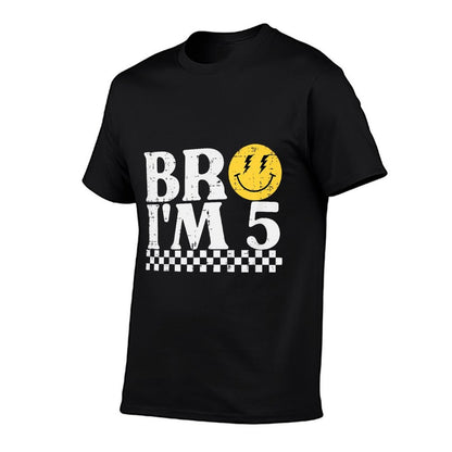 Kids 5th Birthday Bro Im 5 Smile Retro Groovy Boys Girls Kids  Soft T-Shirt