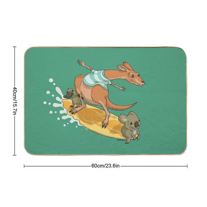 Surfing Kangaroo And Friends  Easy To Clean Bath Mat