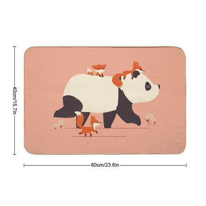 Panda And Foxes  Absorbent Bath Mat