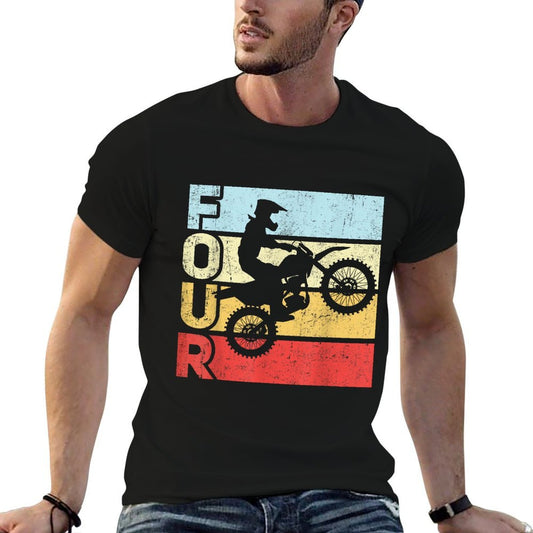 Motocross 4th Birthday Party MX Dirt Bike Birthday  Vintage-inspired T-Shirt