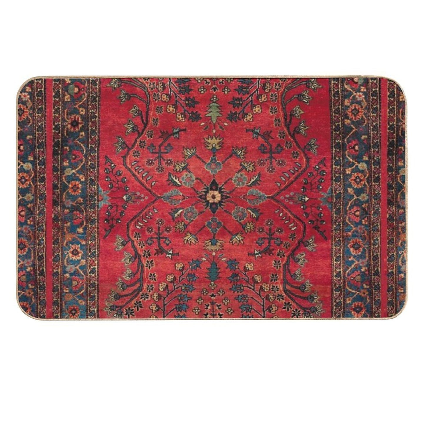 Red Persian Carpet - Persian Vintage Antique Carpet Nature Fine Art  Easy Maintenance Bath Mat