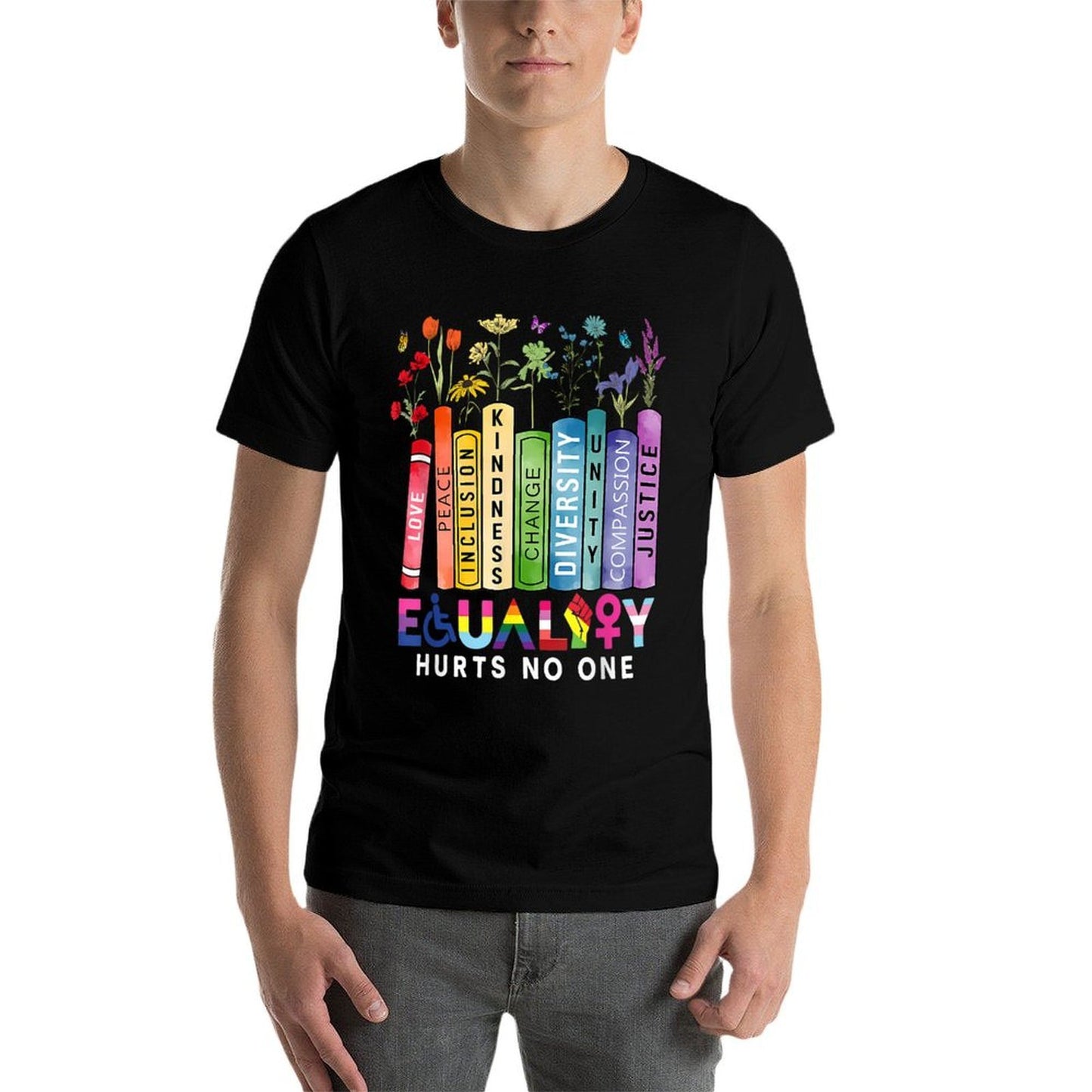 Equality Hurts No One Lgbt Book Flower Social Justice Pride  Vintage-inspired T-Shirt