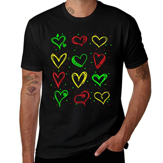 Heart Pattern Juneteenth Black History African American  Heathered Texture T-Shirt