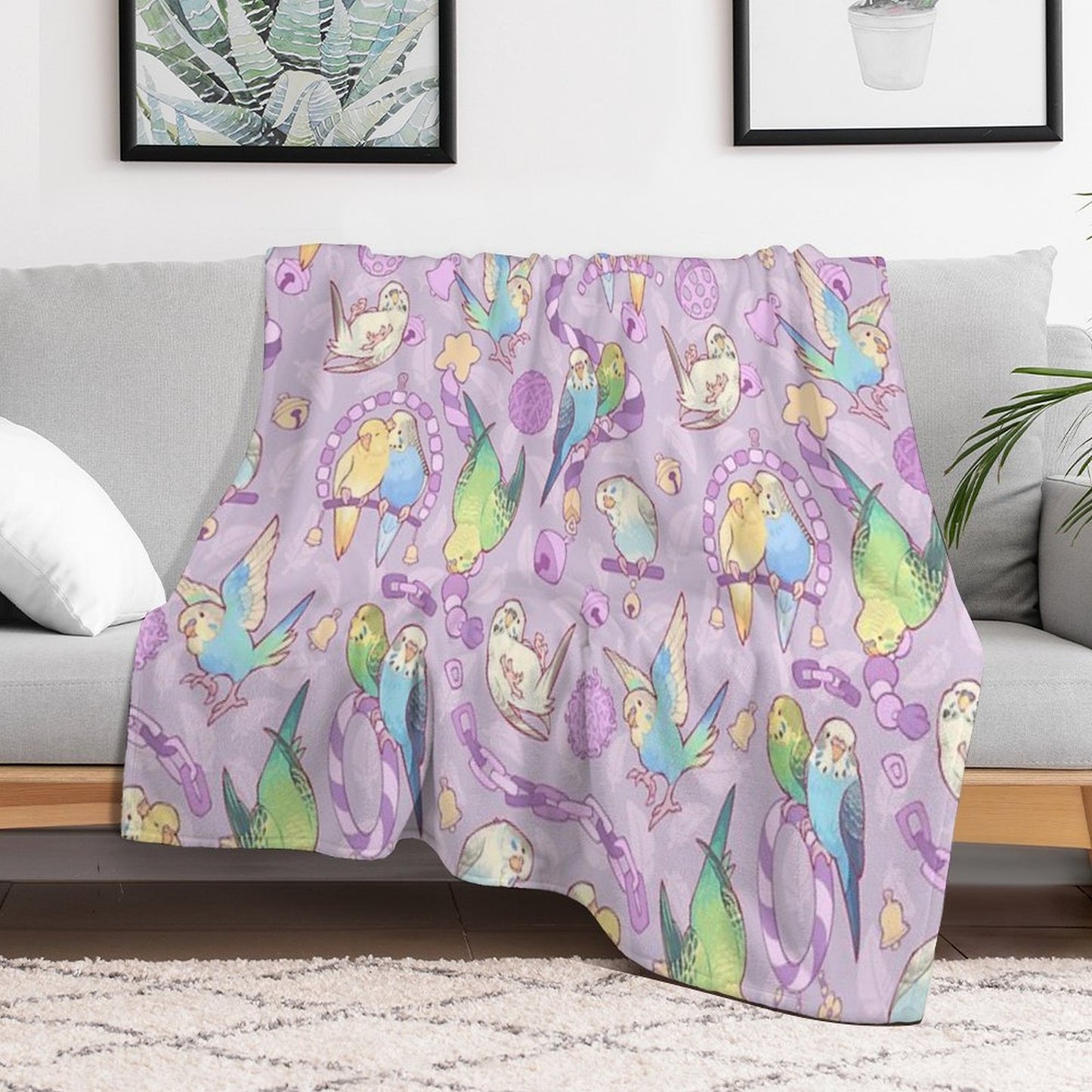 Budgie Bunch Grape Froyo Flavored Durable Throw Blanket