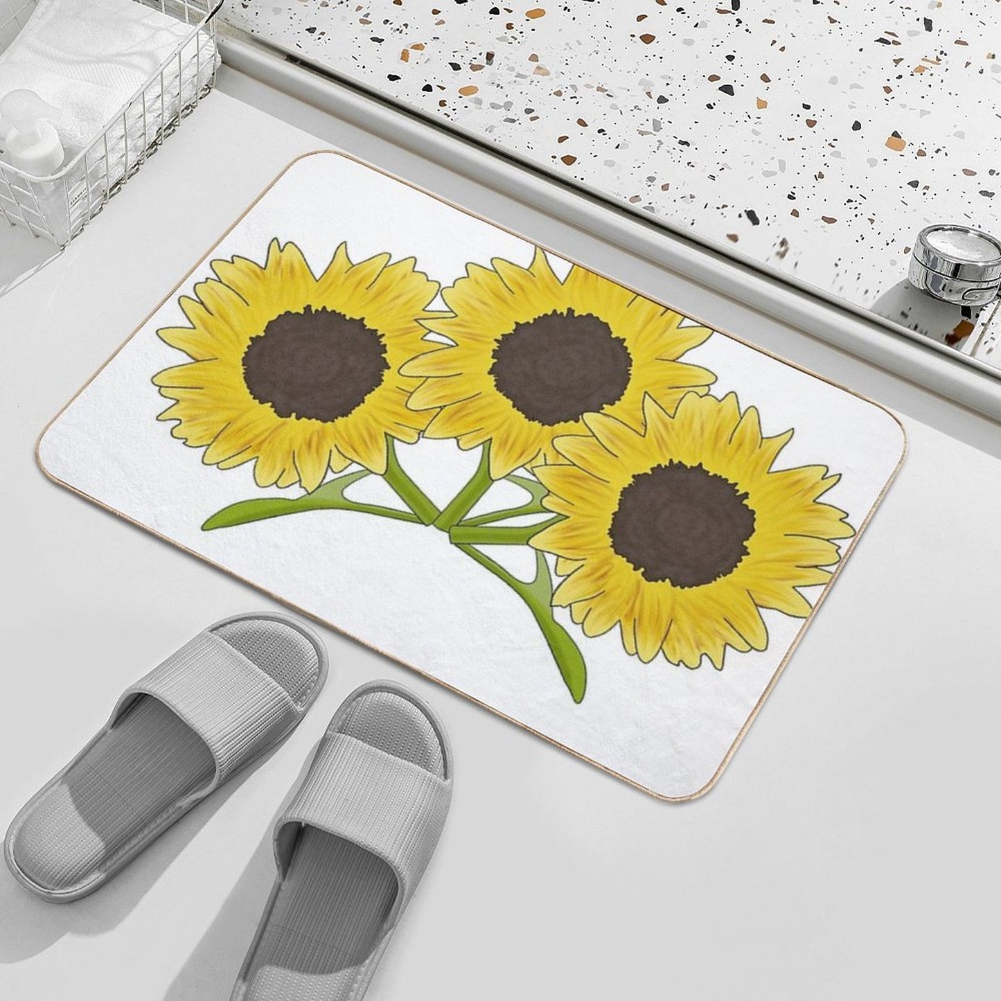Digital Sun Flower Bunch  Long-Lasting Bath Mat
