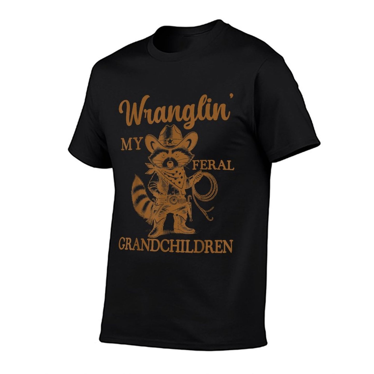 Wranglin My Feral Grandchildren Cowboy Racccoon Meme  Versatile T-Shirt