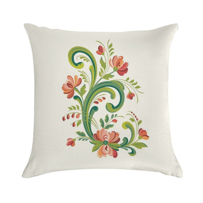 Rosemaling Red And Pink Soft Reinforced Edging Throw Pillow