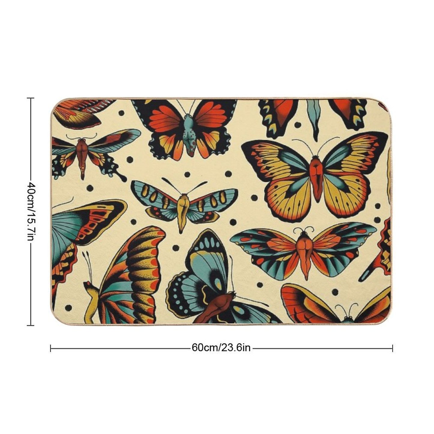 Butterflies Traditional Tattoo Flash  Eco-Friendly Bath Mat