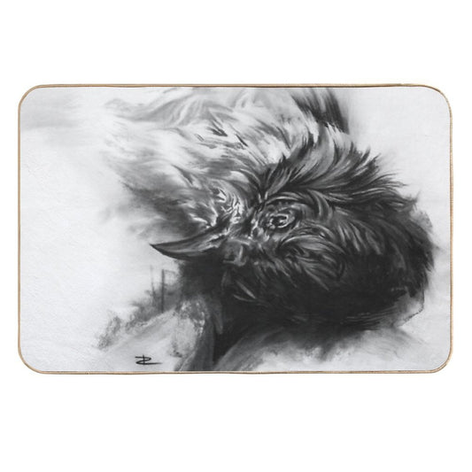 Senescent 4 - Charcoal Drawing  Anti-Trip Bath Mat