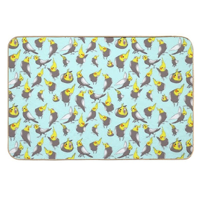 Cockatiel Doodle Pattern  Eco-Friendly Bath Mat