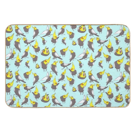 Cockatiel Doodle Pattern  Eco-Friendly Bath Mat