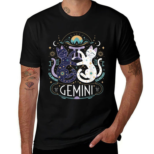 Gemini Zodiac Cats Lover Astrology Twin Cats Gemini  Quick-drying T-Shirt