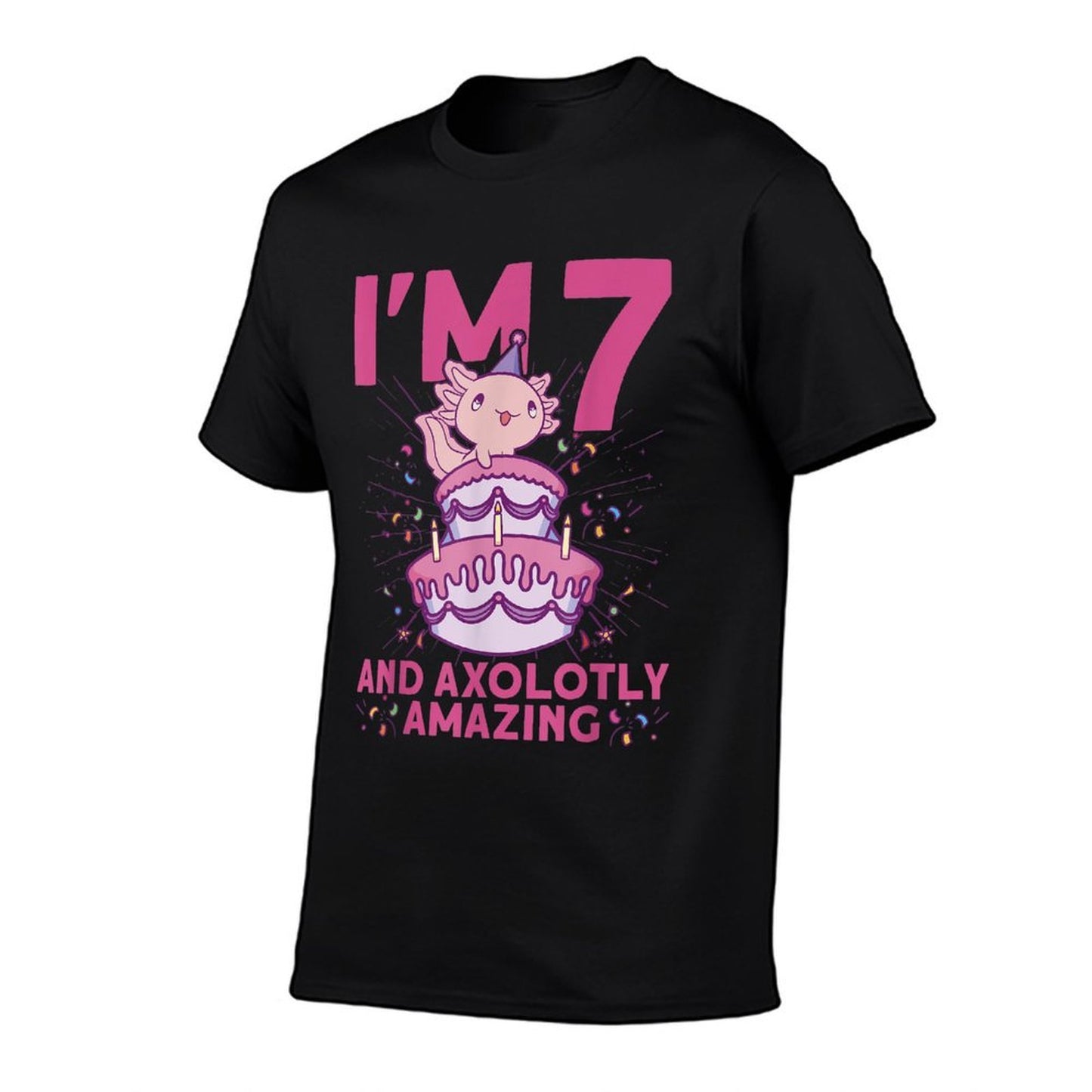 I'm 7 Bday Axolotl Party Cute 7th Birthday Kids Axolotl Comfortable T-Shirt