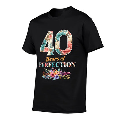 40 Years of Perfection 40th Birthday for Women  Ribbed Collar T-Shirt