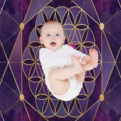 Merkabah in Flower of Life - Sacred Geometry Travel-friendly Throw Blanket