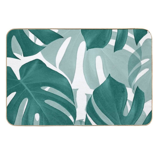 Monstera Leaves Vibes #1 #tropical #foliage #decor #art  Odorless Bath Mat