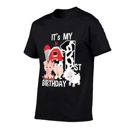 Farm Animals 1 Year Old It's My 1st Birthday Party  Lightweight T-Shirt