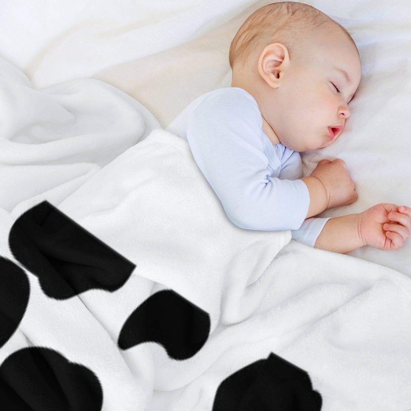 Cow Print Black And White Compact Throw Blanket