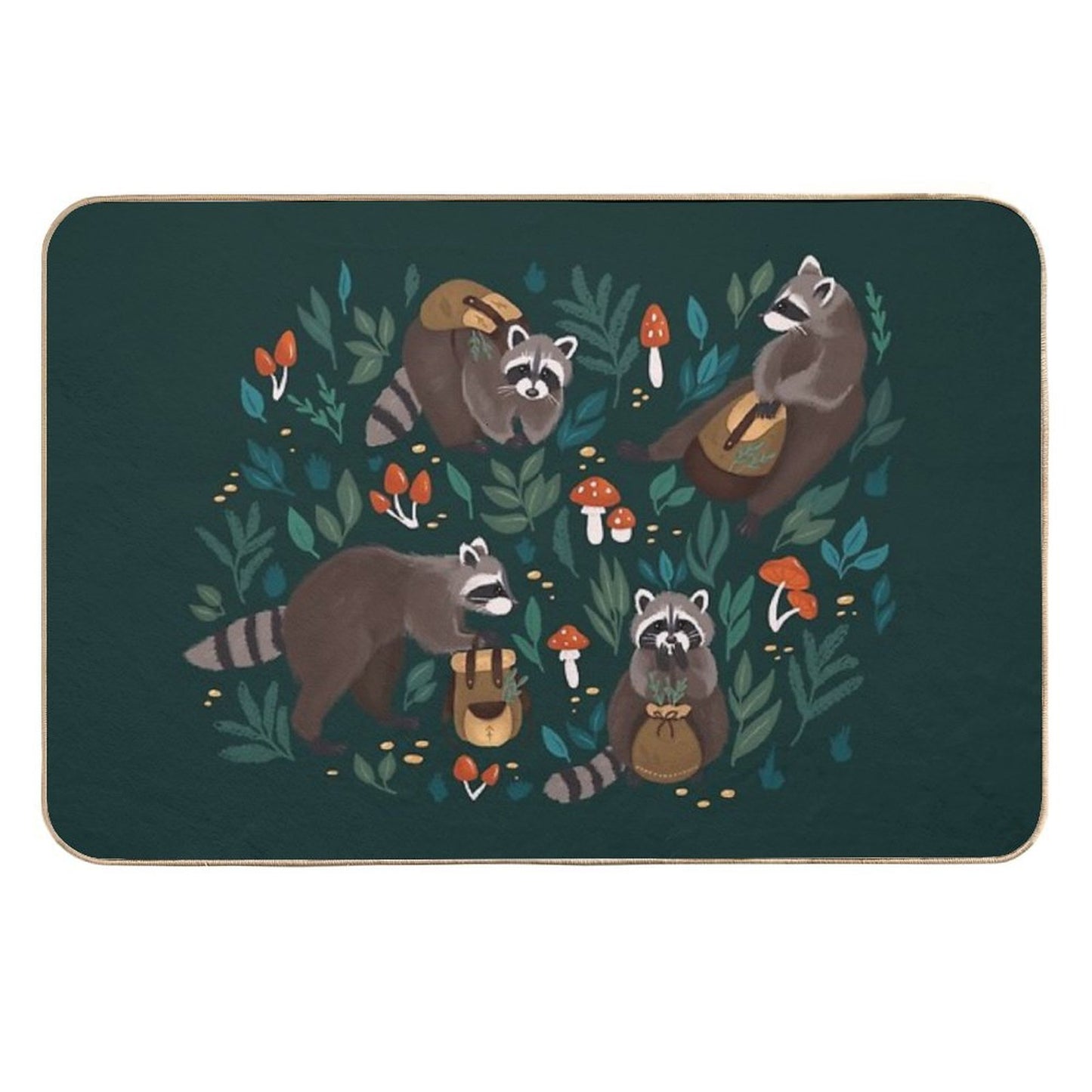 Raccoons Green  Multi-Purpose Bath Mat