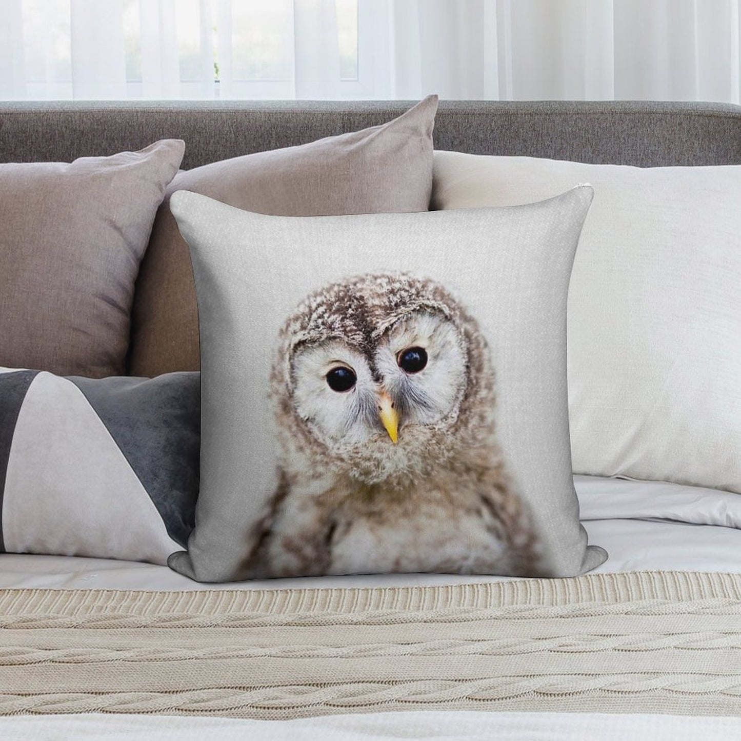 Baby Owl - Colorful Soft Ultra-Soft Texture Throw Pillow