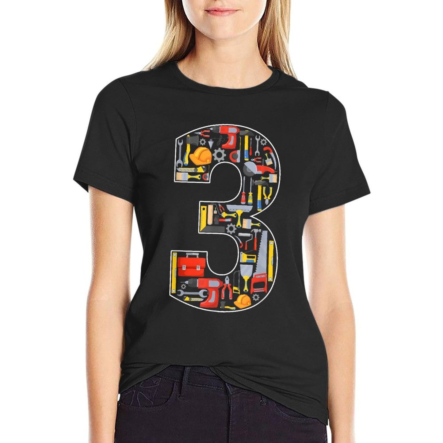 3rd Birthday Construction Building Tools Kids 3 Year Old  Wrinkle-resistant T-Shirt