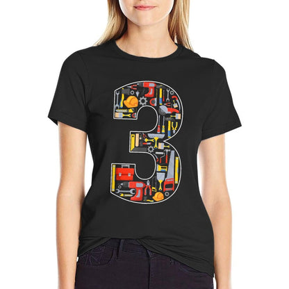 3rd Birthday Construction Building Tools Kids 3 Year Old  Wrinkle-resistant T-Shirt