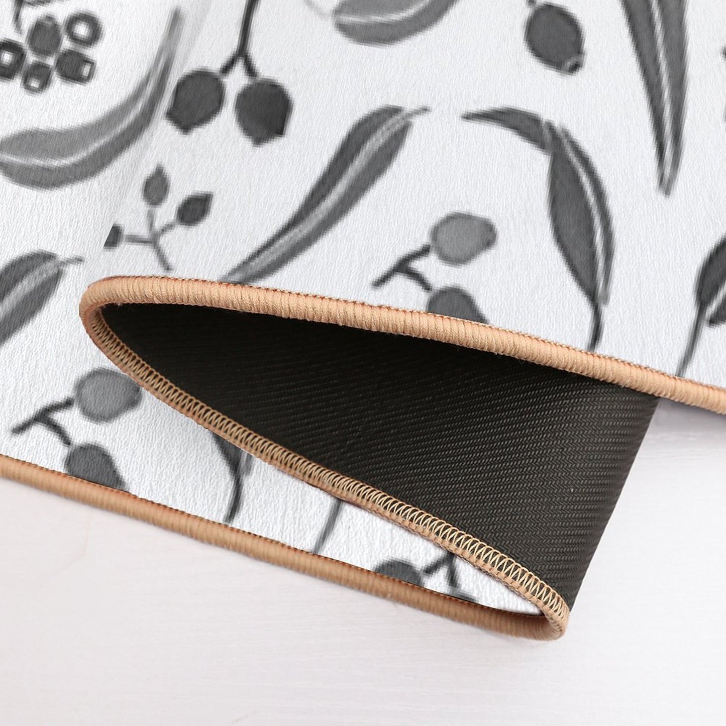 Eucalyptus Leaves Watercolour in Black And White Palette  Toxin-Free Bath Mat