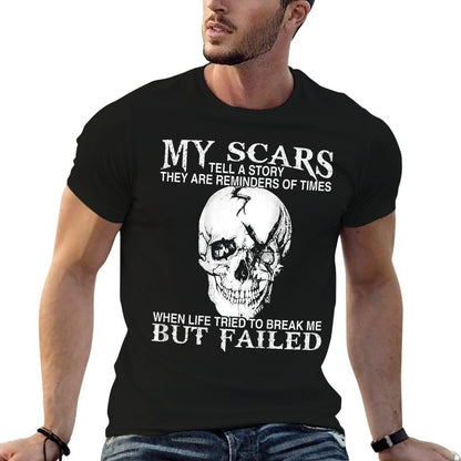 Skull My Scars Tell A Story They Are Reminders (on Back)  Lightweight T-Shirt