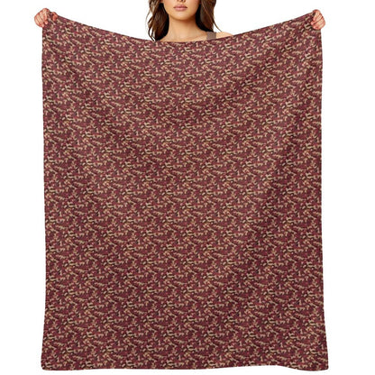 Burgundy Tan Black And Grey Camo Tacticool Pattern Machine-washable Throw Blanket