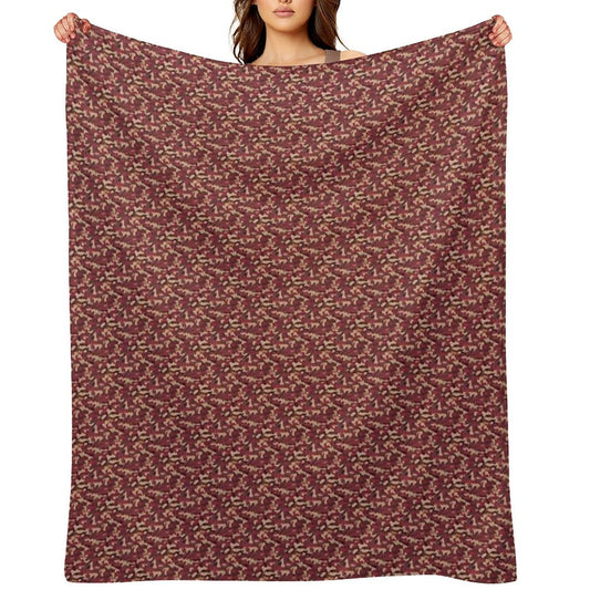 Burgundy Tan Black And Grey Camo Tacticool Pattern Machine-washable Throw Blanket