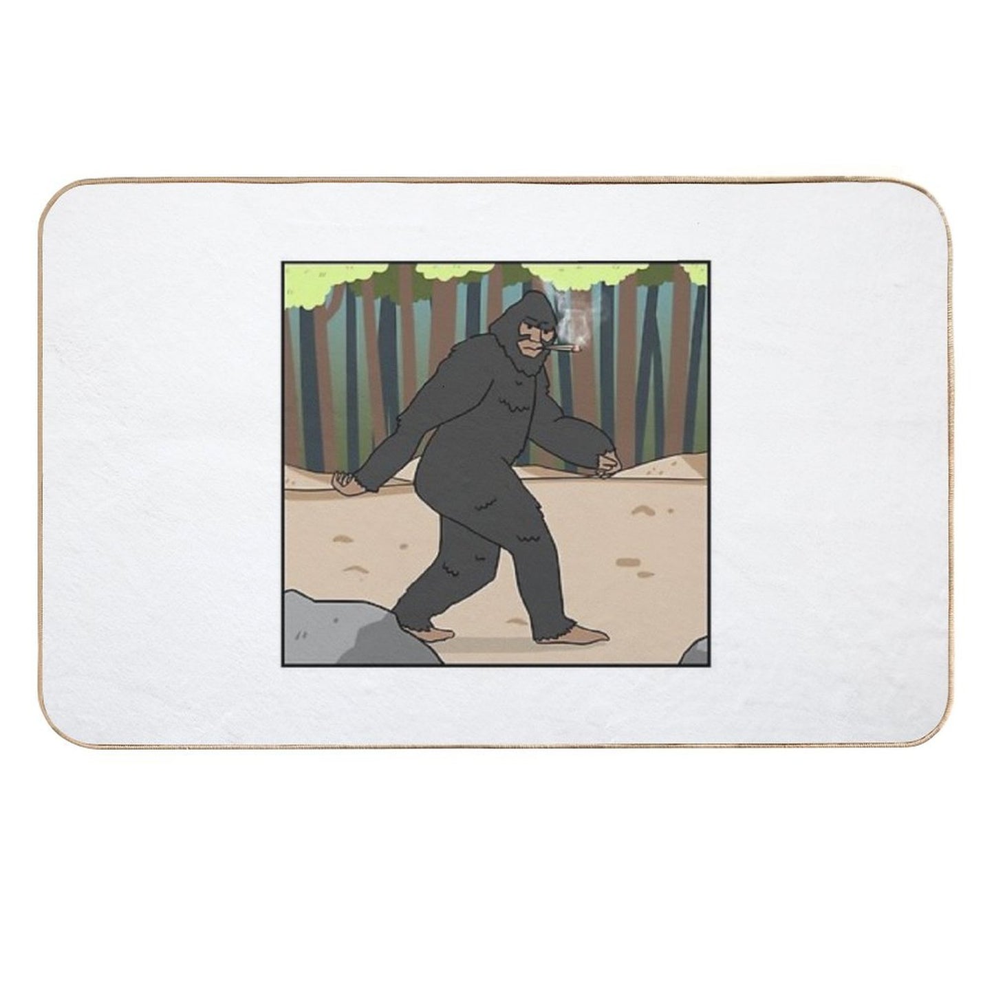 Big Foot Hand-Drawn 420 Art  Easy Maintenance Bath Mat