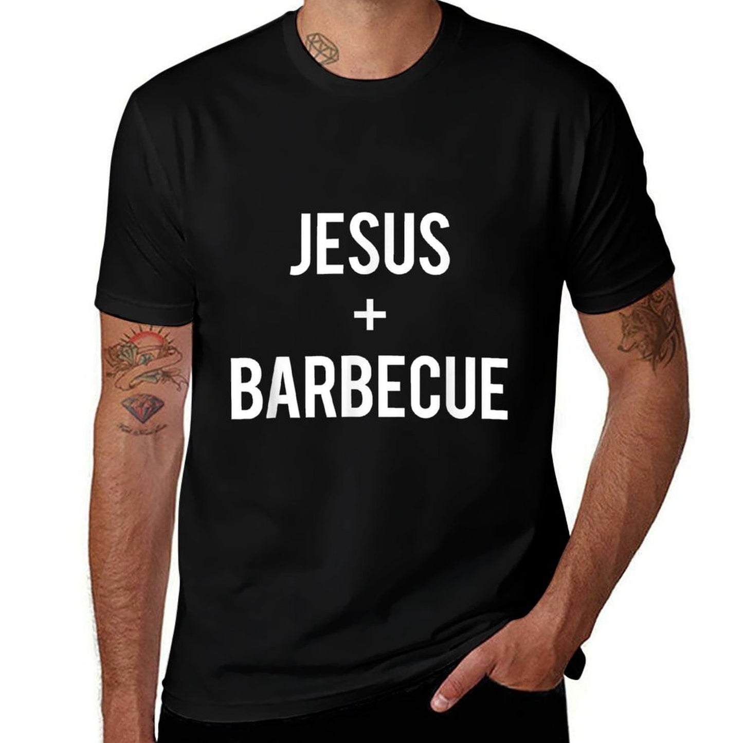 Love Jesus And BBQ Food Faith Quote Funny Christian Gift  Soft T-Shirt