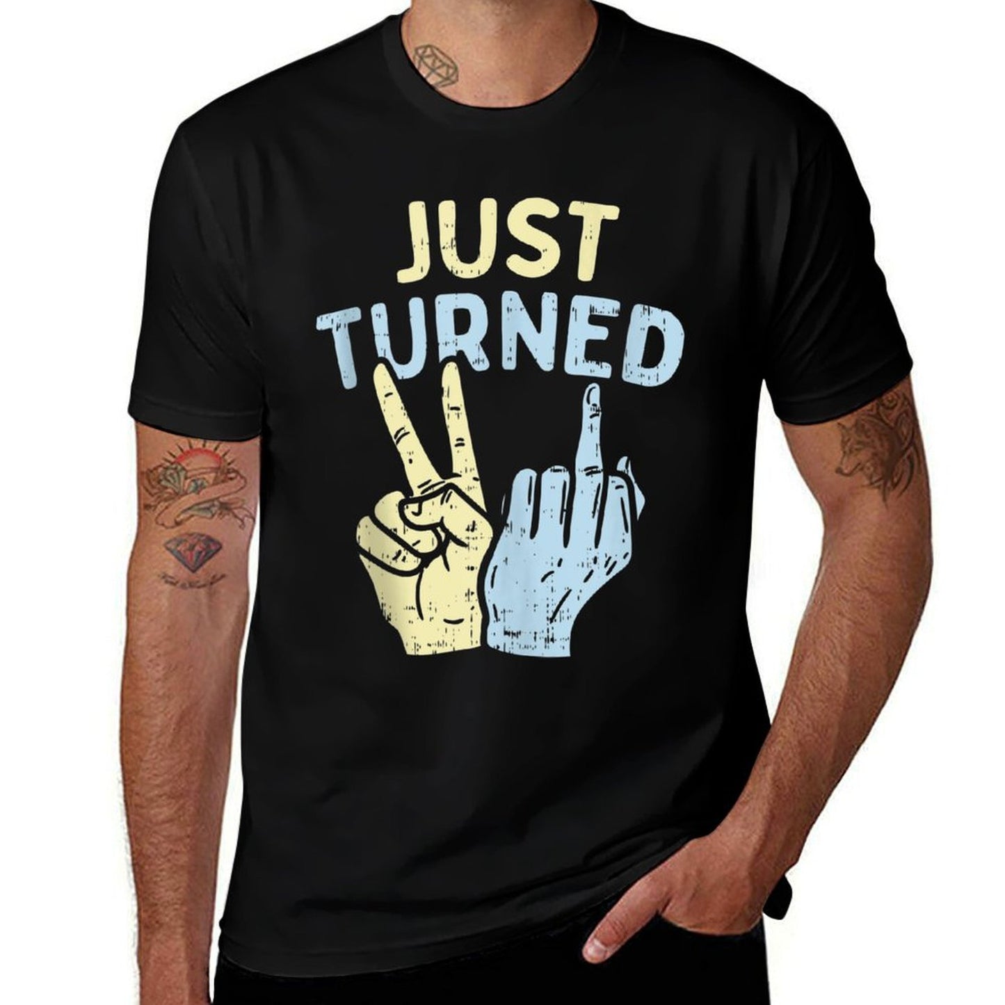 Just Turned 21 Hands Funny Happy 21st Birthday Party Gift  Heathered Texture T-Shirt