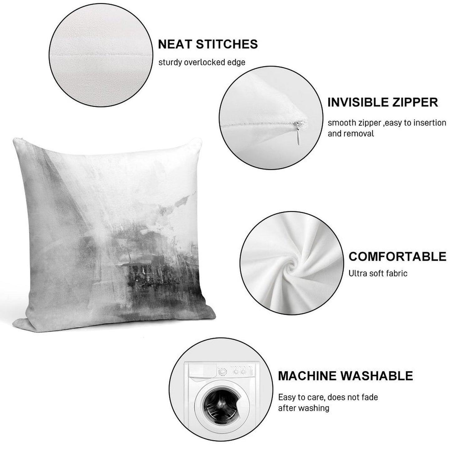 Gray Abstract Soft Luxury Feel Throw Pillow