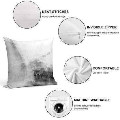 Gray Abstract Soft Luxury Feel Throw Pillow