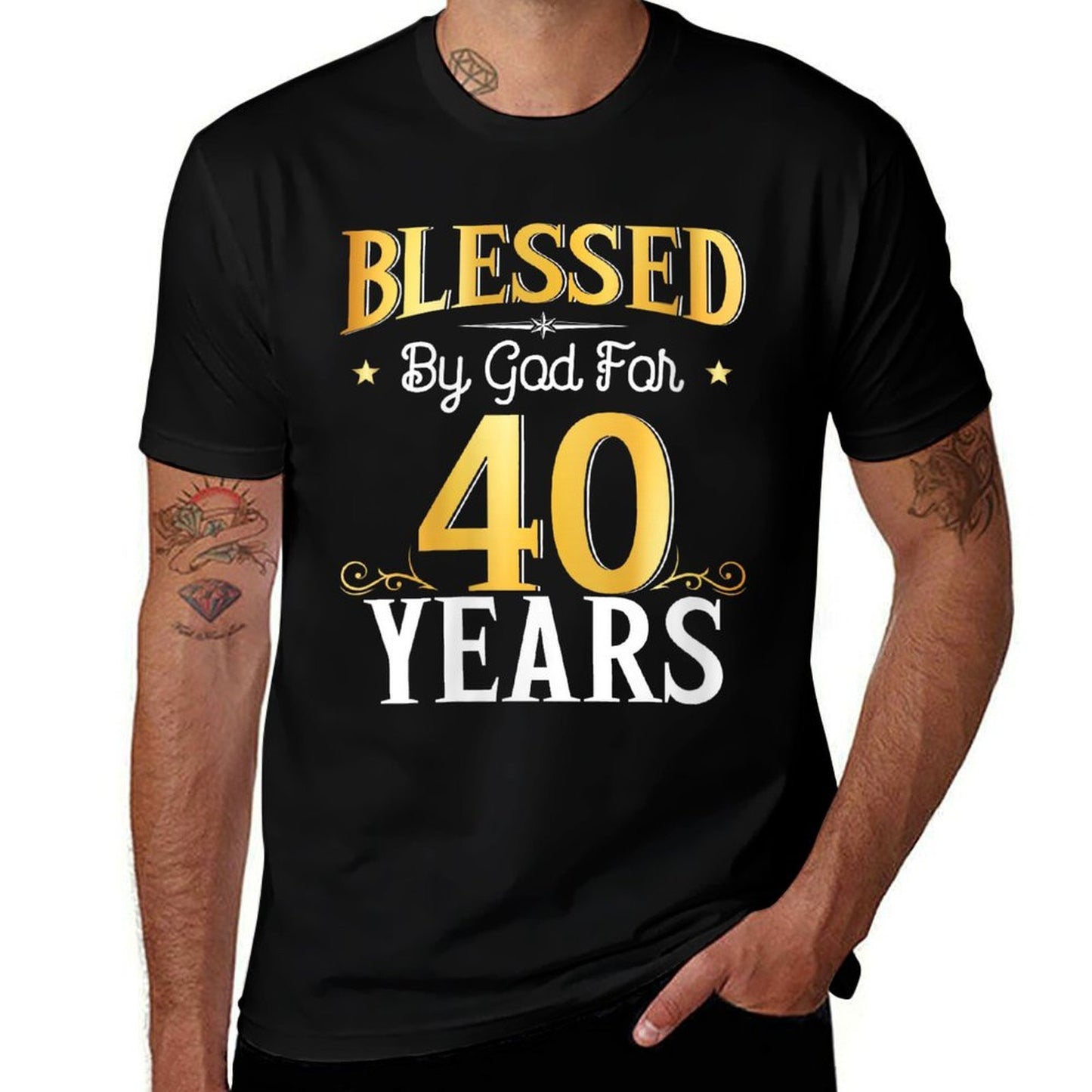 Womens Blessed By God For 40 Years 40th Birthday Gifts Men Women  High-quality Stitching T-Shirt