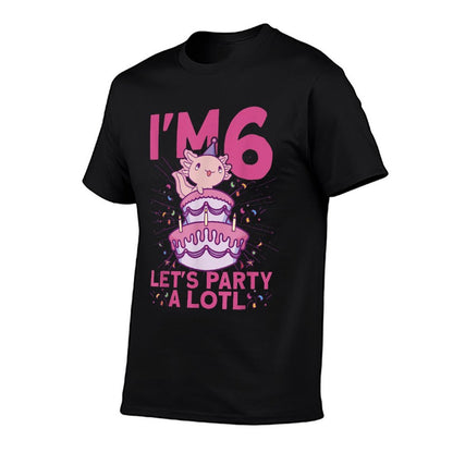 I'm 6 Bday Axolotl Party Cute 6th Birthday Kids Axolotl  Oversized Silhouette T-Shirt