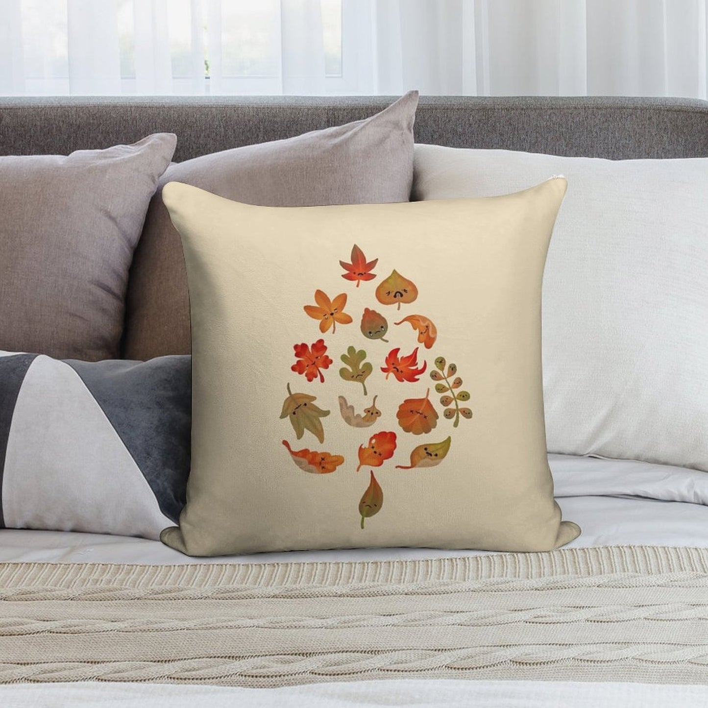 Sad Fallen Leaves Soft Fade-Resistant Throw Pillow