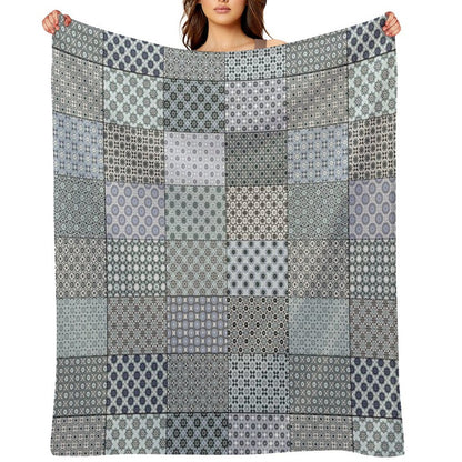 Gray Patchwork Anti-pilling Throw Blanket