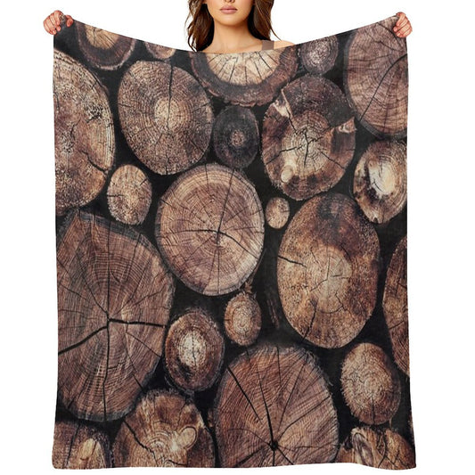 The Wood Holds Many Spirits  Vintage Moody Spiritual Forest Texture Lodge Logs With Cascadia Cabin Tree Souls Travel-friendly Throw Blanket