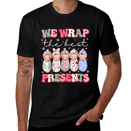 Cute We Wrap The Best Presents LD NICU Nurse Christmas  Easy-care T-Shirt