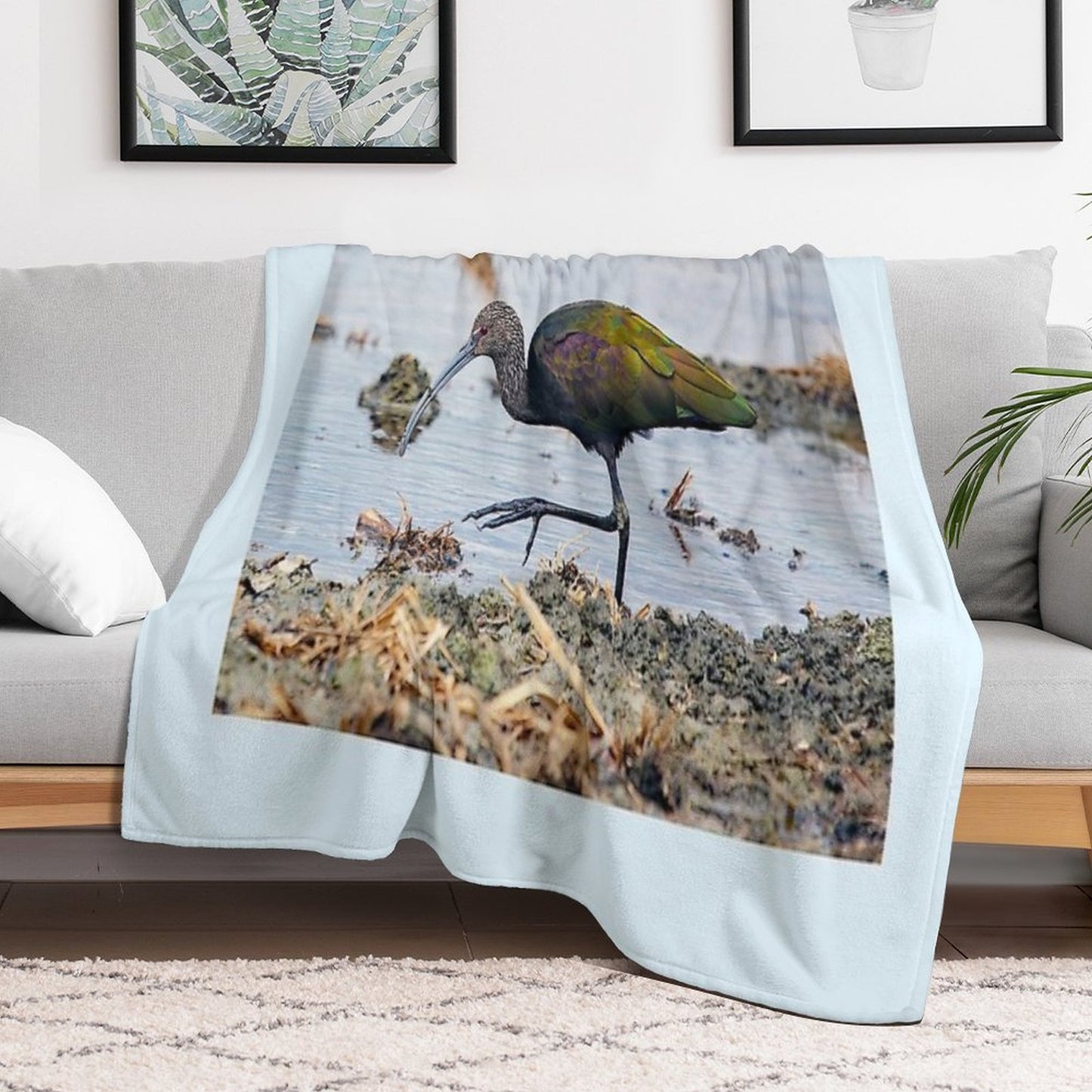 Glossy Ibis Shrink-resistant Throw Blanket