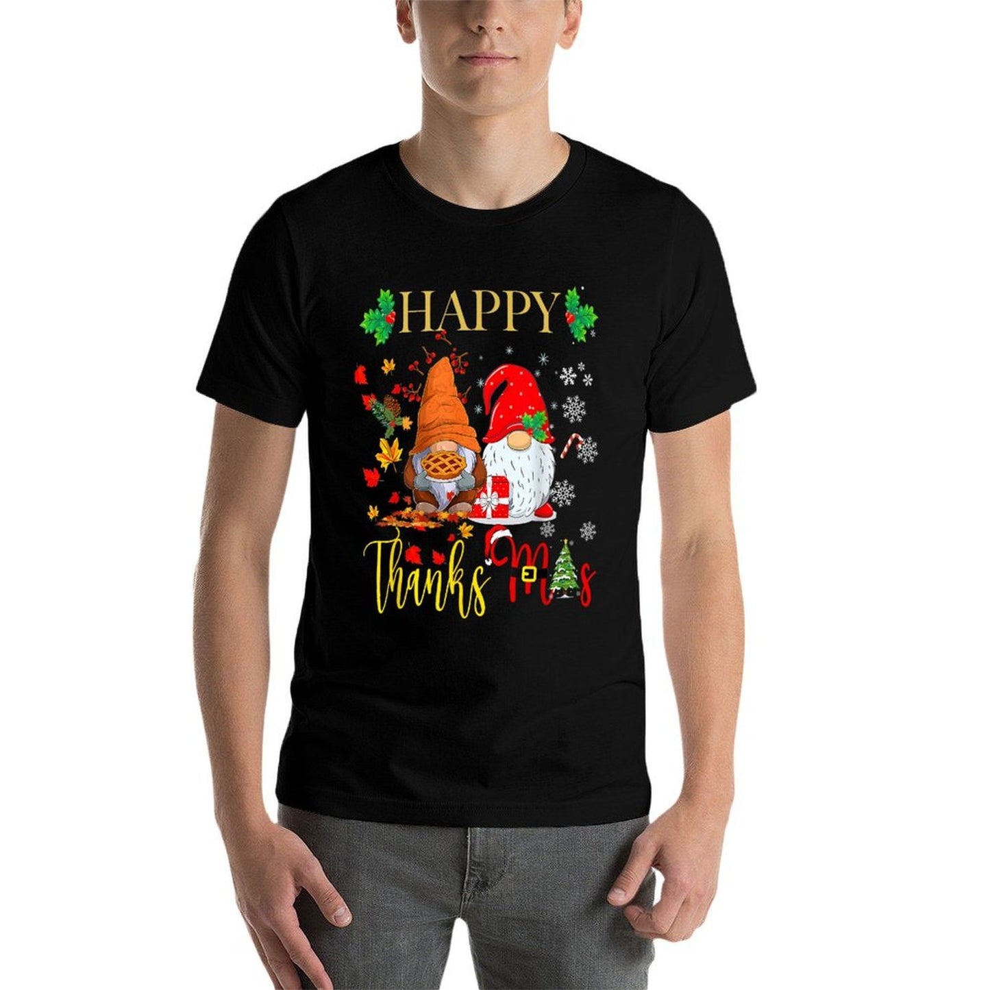 Gnomes Thanksgiving Christmas Happy ThanksMas  Trendy Pattern T-Shirt