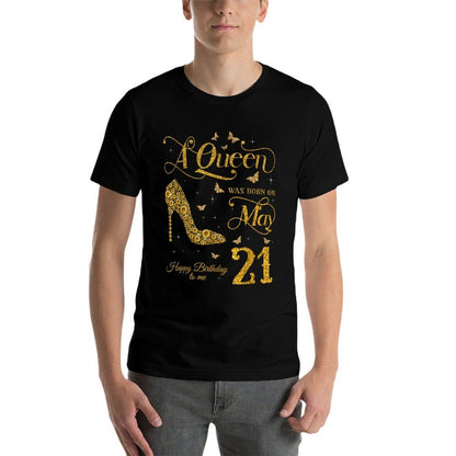 A Queen Was Born on May 21 Happy Birthday To Me 21st May  Rolled Sleeves T-Shirt