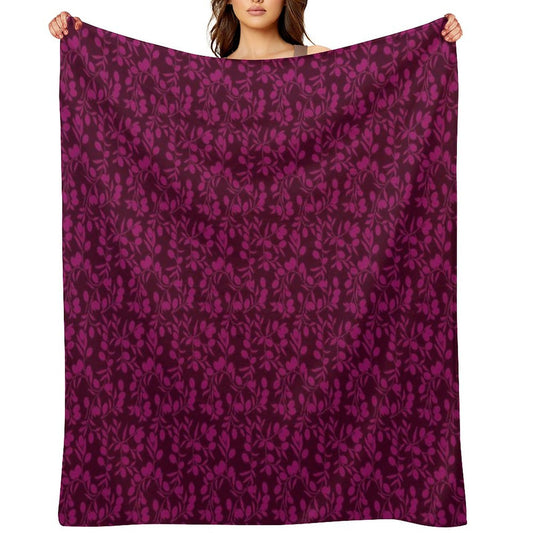 Burgundy Small Olive Pattern Anti-pilling Throw Blanket