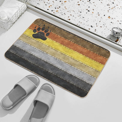 Denim Textured Seamless Gay Bear Pride Flag Pattern  Absorbent Bath Mat