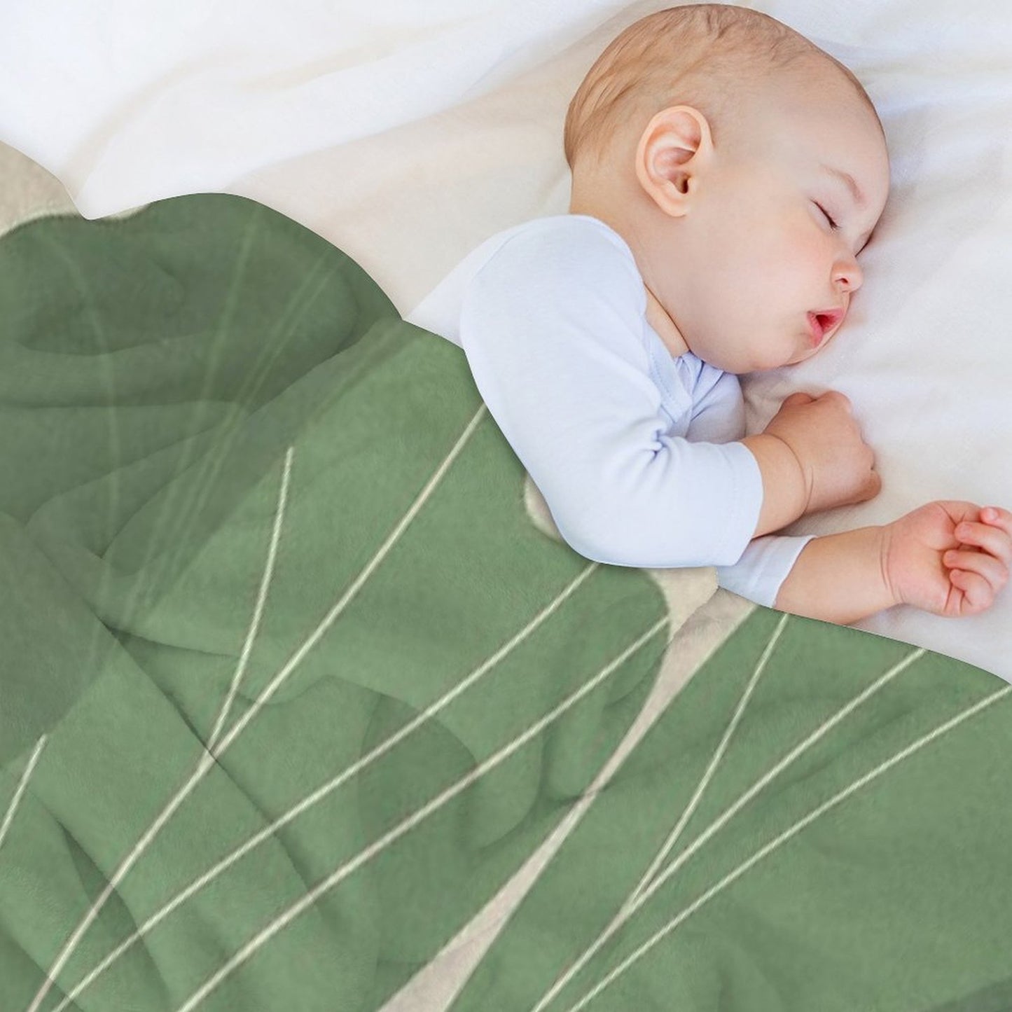 Minimal Botanical Leaves- Earthy Green Prints Premium Throw Blanket